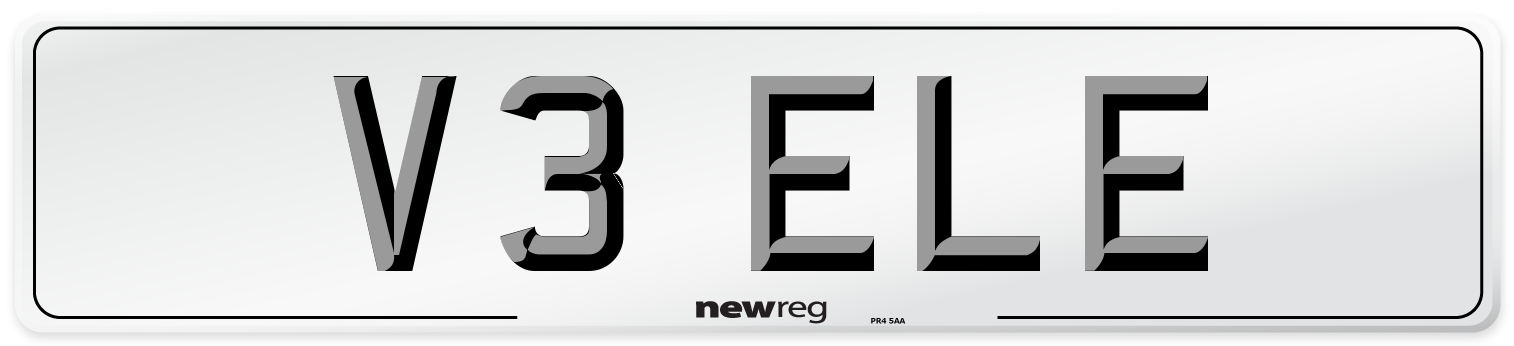 V3 ELE Number Plate from New Reg